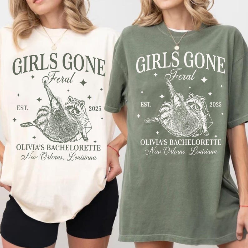 Girls Gone Feral Raccoon Bachelorette Party Shirt, Feral Raccoon Bride Tshirt, Matching Bridesmaids, Bridal Party Gifts, Custom Bachelorette