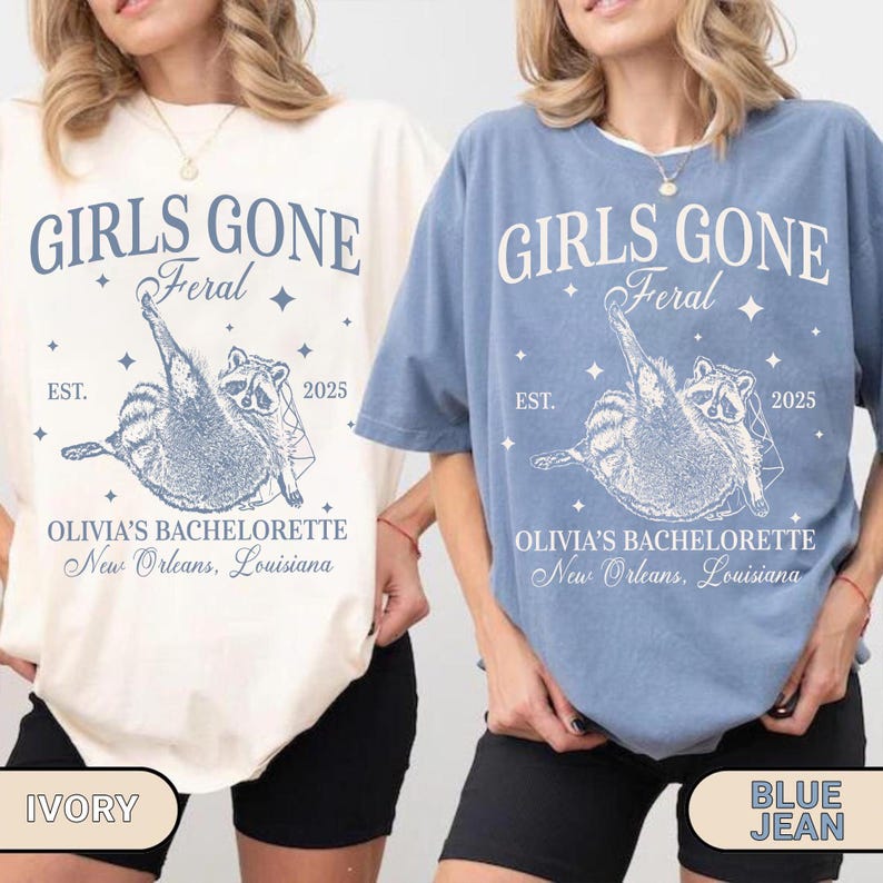 Girls Gone Feral Raccoon Bachelorette Party Shirt, Feral Raccoon Bride Tshirt, Matching Bridesmaids, Bridal Party Gifts, Custom Bachelorette