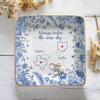 Custom Long Distance Friendship Gift, Personalized Best Friends Jewelry Dish Gifts For Best Friend Long Distance Gifts Sister Gift, BFF Gift
