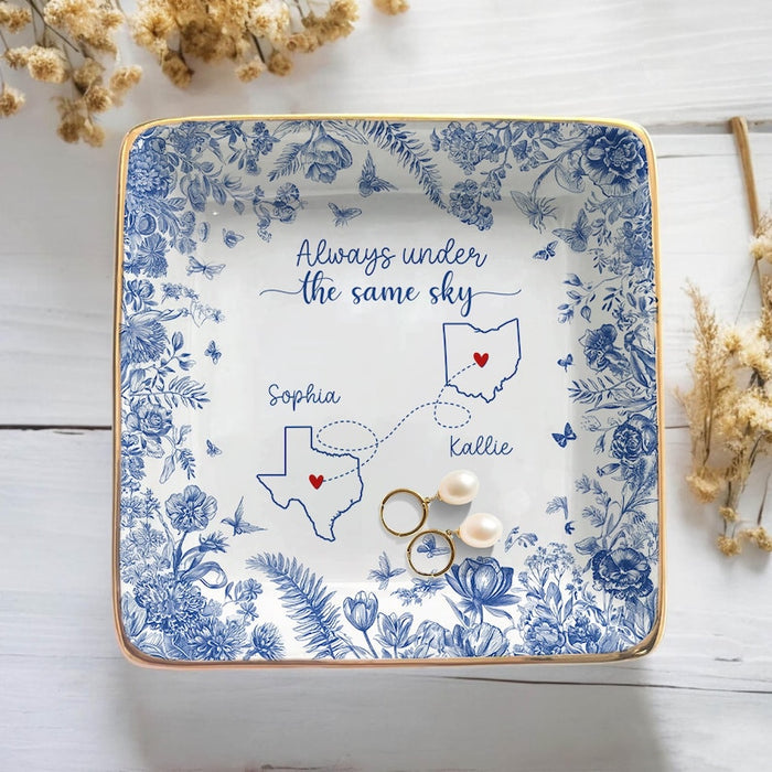 Personalized Long Distance Best Friend Jewelry Dish – BFF & Sister Gift