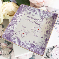 Custom Long Distance Friendship Gift, Personalized Best Friends Jewelry Dish Gifts For Best Friend Long Distance Gifts Sister Gift, BFF Gift