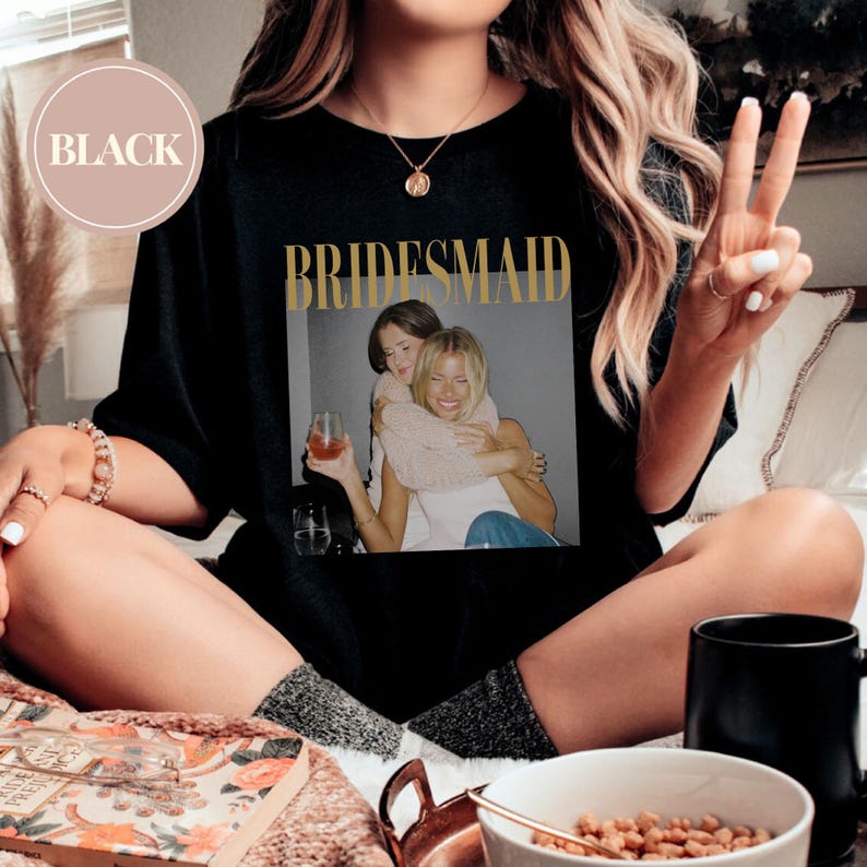 Personalised Bachelorette Shirts, Custom Photo Bridesmaid Shirt, Comfort Colors Bridesmaid Proposal Shirt, Team Bride, Bridal Shower Gift