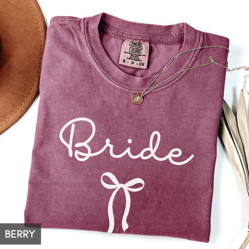 Comfort Colors® Coquette Bow Bride Shirt, Bride to Be Tee, Cute Wedding T-Shirt, Girly Aesthetic Bachelorette Party Top