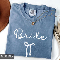 Comfort Colors® Coquette Bow Bride Shirt, Bride to Be Tee, Cute Wedding T-Shirt, Girly Aesthetic Bachelorette Party Top