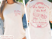 Personalized Tying The Knot Bachelorette Party Shirt: Comfort Colors Bow Theme