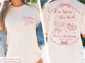 Personalized Tying The Knot Bachelorette Party Shirt: Comfort Colors Bow Theme