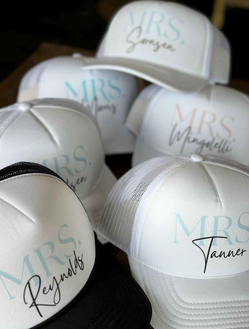 Personalized Future Mrs. Bride Custom Trucker Hat Engagement Gift Bachelorette Hats Gifts for Bride to Be