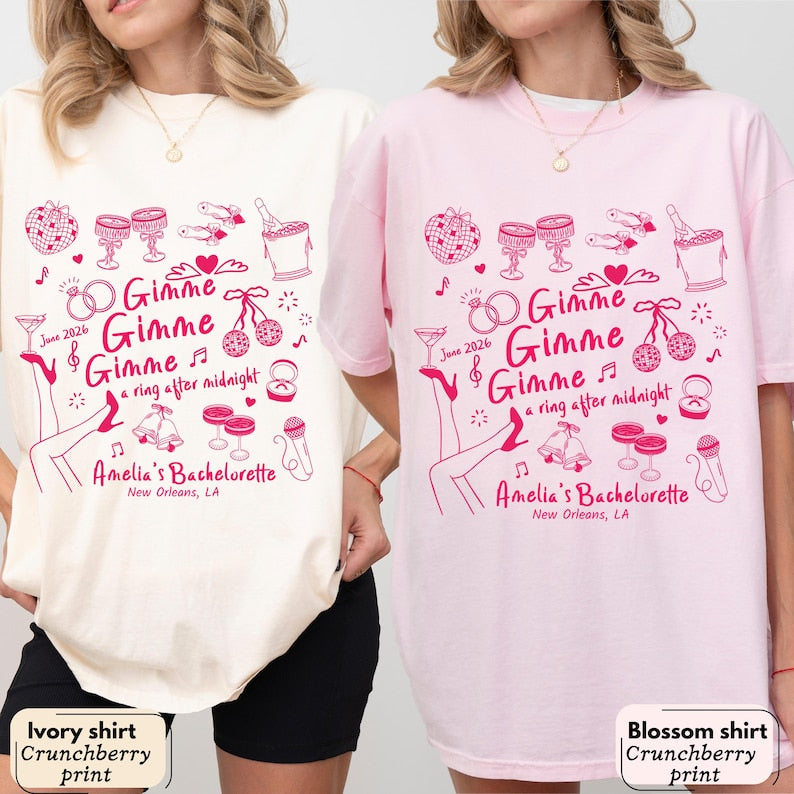 Personalized Disco Bachelorette Comfort Colors Shirt: Bride & Crew Matching Tees