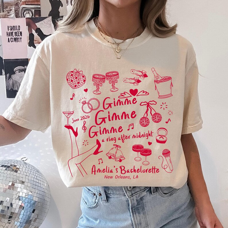 Personalized Disco Bachelorette Comfort Colors Shirt: Bride & Crew Matching Tees
