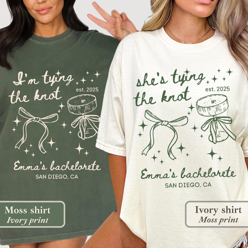 She’s Tying the Knot Shirt: Girly Bow Bachelorette Party Tee