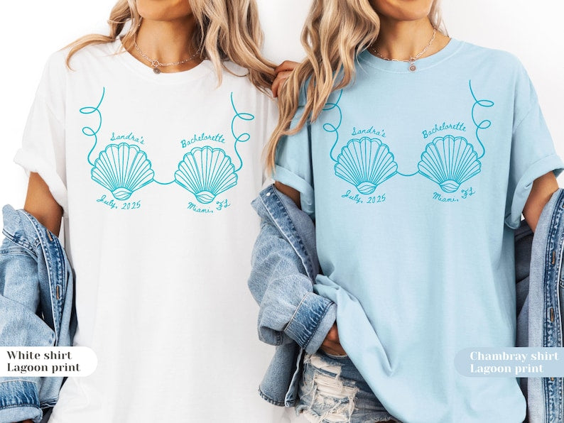 Custom Seashells Bachelorette Shirt: Beach Coastal Party, Comfort Colors