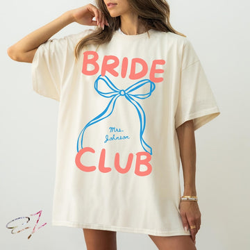 Custom Bride Shirt Coquette Bow Personalized Mrs Name Bridal Shower Gift Bride Tee Wedding Day Getting Ready Bachelorette Tees