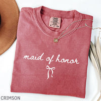 Maid of Honor & Bridesmaid Comfort Colors Shirt, Wedding Gift, Coquette Bow Bride Tee, Custom Bachelorette Party Gift, Bridal Party T-shirts