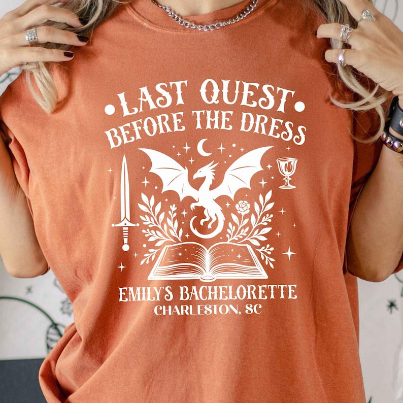 Medieval Bachelorette Shirts, Custom Renaissance Fair Fantasy Bach Party Shirt, Castlecore Dragon Bride Comfort Colors T-Shirt, Bookish Gift