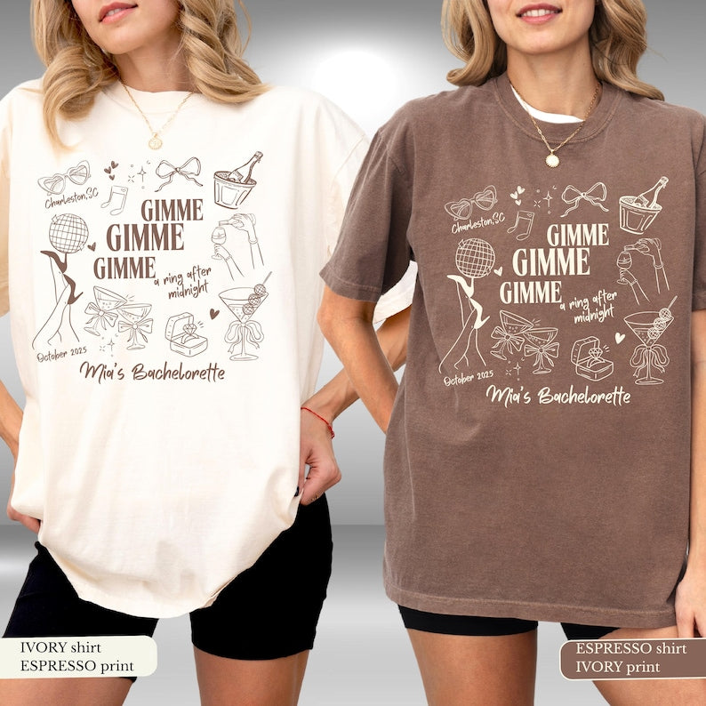Gimme Bachelorette Shirt, Funny Disco Theme Bride Custom Shirt, Matching Bridesmaid Party Shirts