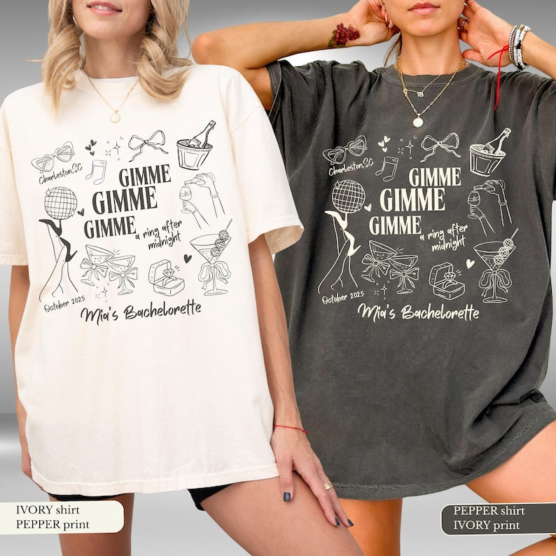 Gimme Bachelorette Shirt, Funny Disco Theme Bride Custom Shirt, Matching Bridesmaid Party Shirts