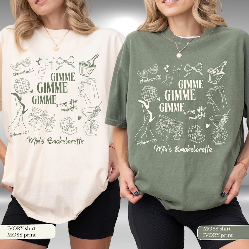 Gimme Bachelorette Shirt, Funny Disco Theme Bride Custom Shirt, Matching Bridesmaid Party Shirts