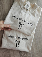Embroidery Custom Mrs. Bride Shirt, Bride Gift, Wedding shirt, Engagement gift, Bachelorete party tee, Gift for her, Coquette bow bride tee.