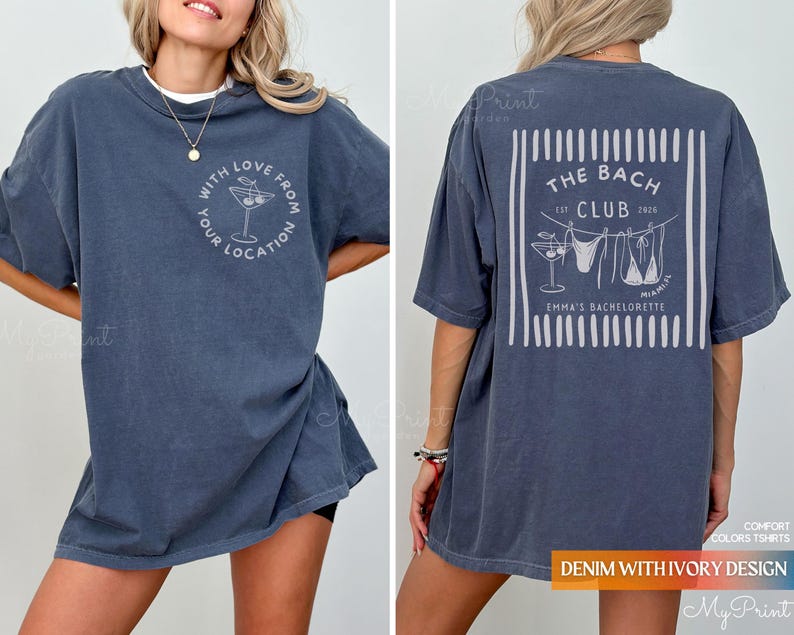Custom Beach Bachelorette Comfort Colors Shirts, Dirty 30 Birthday Merch Party Bikinis And Martinis Bachelorette, Personalized Club Shirts