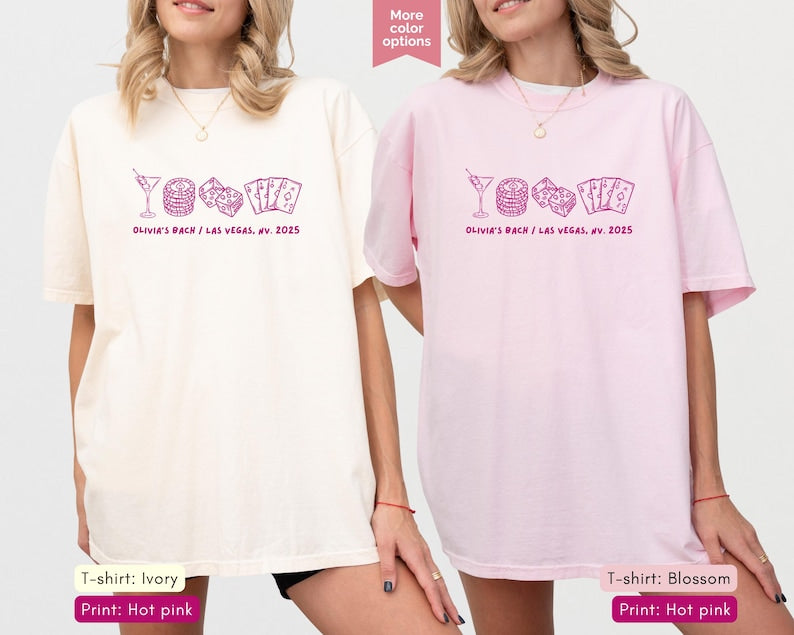 Las Vegas Custom Bachelorette Party Shirts, Lucky in Love, Casino Crew Tees, Retro Casino Party Tee, Personalized Bridesmaid Girls Trip Gift