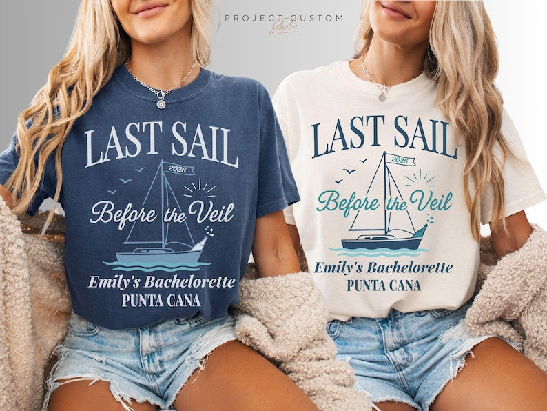 Nautical Bachelorette Party Shirts, Bachelorette Shirts, Bachelorette Cruise, Last Sail Before the Veil, Let's Get Nauti, Beach Bachelorette