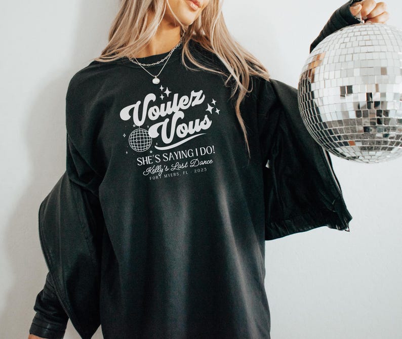 Voulez Vous Bachelorette Shirt – Disco Bride Tee, Custom Bach Party Shirts, Dancing Queen Theme, Retro 70s Outfit