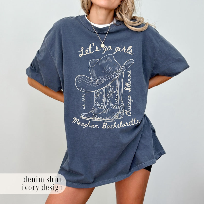 Let's Go Girls, Custom Western Bachelorette Shirt, Cowgirl Bride Tee, Personalized Nashville Bach Shirts, Matching Country Bridal Squad