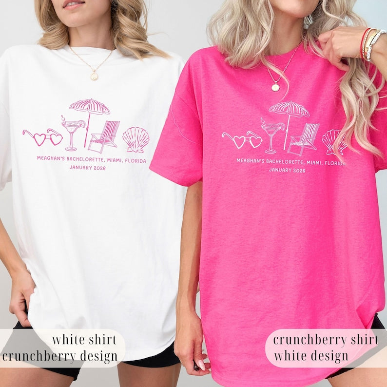 Custom Beach Bach Party Shirt, Comfort Colors Coastal Bride Tee, Matching Beach Bridal Party Gift