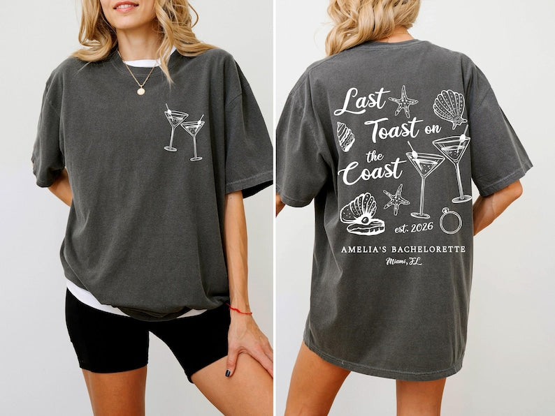 Last Toast on the Coast, Beach Bachelorette Party Shirts, Custom Bach Tees, Luxury Bachelorette Merch, Beach Bride, Coastal Bachelorette