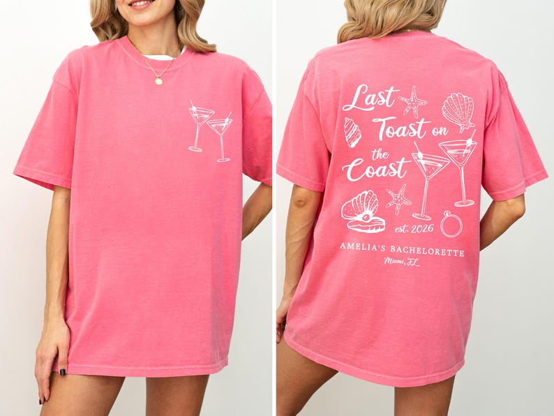 Last Toast on the Coast, Beach Bachelorette Party Shirts, Custom Bach Tees, Luxury Bachelorette Merch, Beach Bride, Coastal Bachelorette