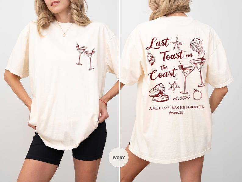 Last Toast on the Coast, Beach Bachelorette Party Shirts, Custom Bach Tees, Luxury Bachelorette Merch, Beach Bride, Coastal Bachelorette