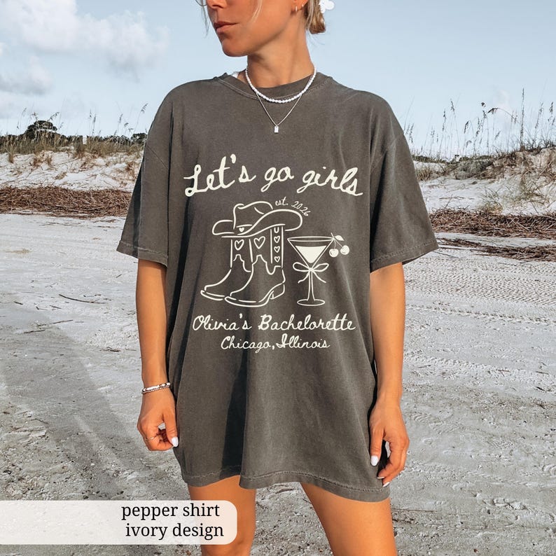 Custom Cowgirl Bride Shirt, Lets Go Girls Nashville Bach Shirt, Personalized Western Bachelorette Shirt, Matching Country Bridal Party Tees