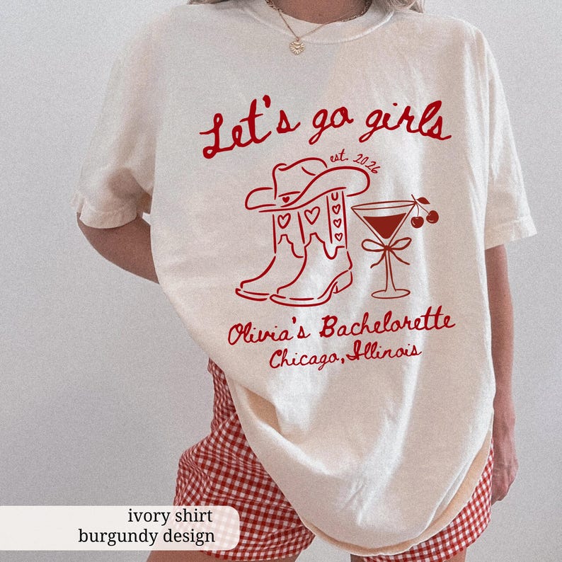 Custom Cowgirl Bride Shirt, Lets Go Girls Nashville Bach Shirt, Personalized Western Bachelorette Shirt, Matching Country Bridal Party Tees