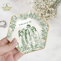 Personalized Bestie Photo Jewelry Dish, Trinket Tray Gift For Bridesmaid,Soul Sister Gift,Birthday Gift for Friends,Ring Dish for Friendship
