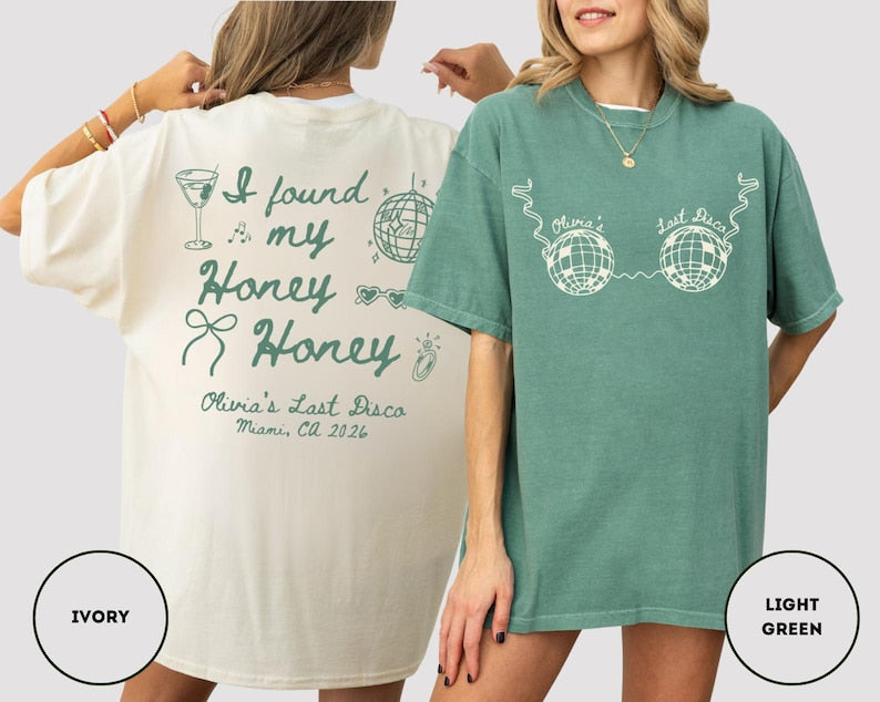 Disco Bachelorette Shirt Comfort Colors She Found Her Honey Honey Shirt Dancing Queens Bach Shirt Nightclub Hen Party Shirts