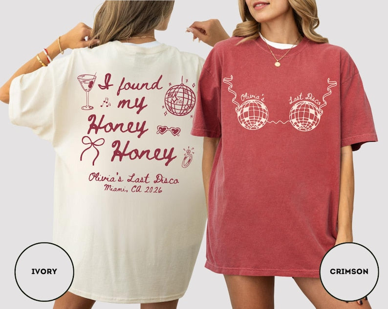 Disco Bachelorette Shirt Comfort Colors She Found Her Honey Honey Shirt Dancing Queens Bach Shirt Nightclub Hen Party Shirts