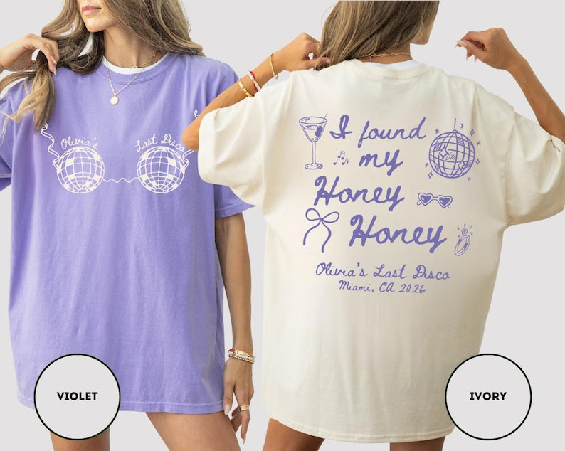 Disco Bachelorette Shirt Comfort Colors She Found Her Honey Honey Shirt Dancing Queens Bach Shirt Nightclub Hen Party Shirts