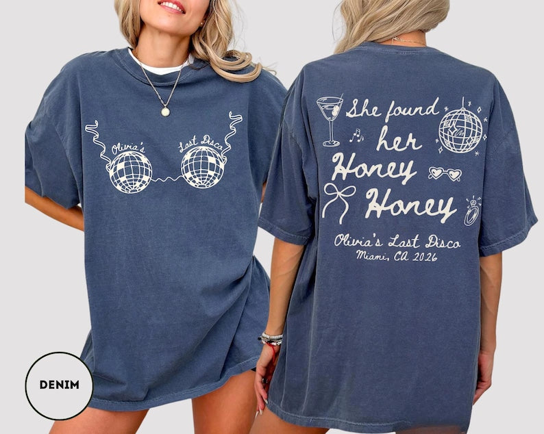 Disco Bachelorette Shirt Comfort Colors She Found Her Honey Honey Shirt Dancing Queens Bach Shirt Nightclub Hen Party Shirts