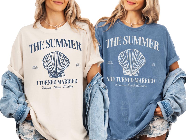 Summer I Turned Married Bachelorette Shirts - Personalized Bridal Party Tshirt for Bach Trip BA2604