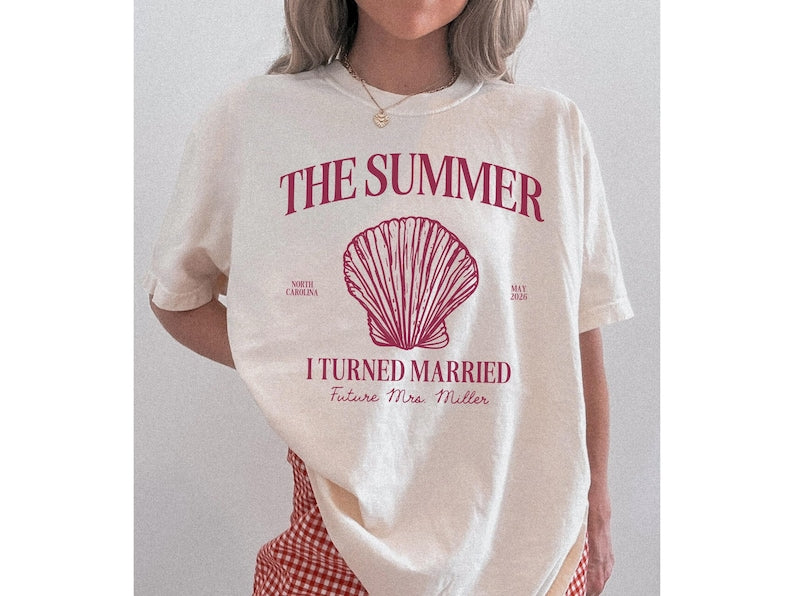Summer I Turned Married Bachelorette Shirts - Personalized Bridal Party Tshirt for Bach Trip BA2604