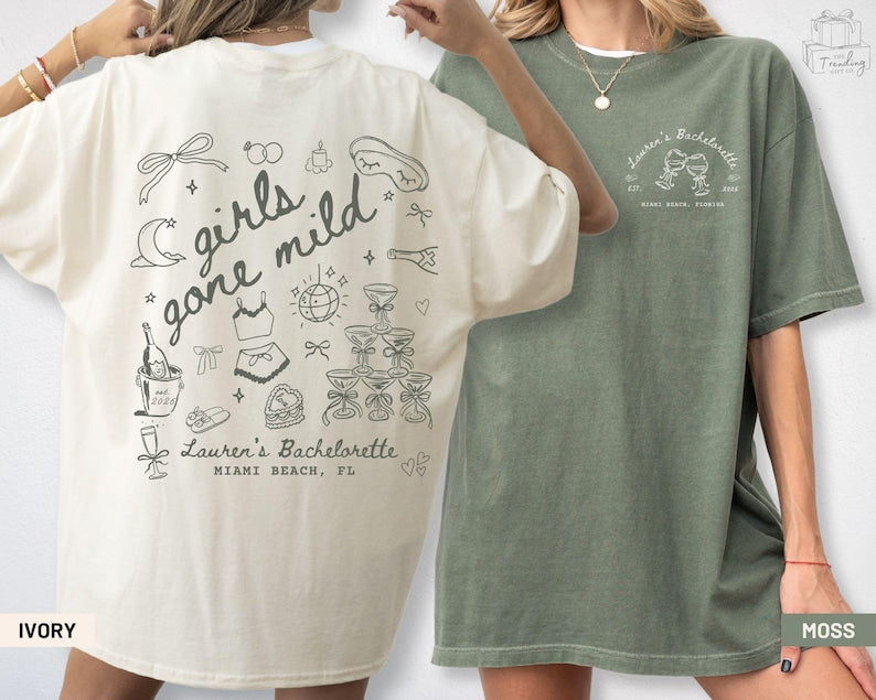 Girls Gone Mild Custom Bachelorette Shirt, Comfort Colors Spa Party PJS Weekend Girls Night Tshirts, Bridesmaid Tee Gifts