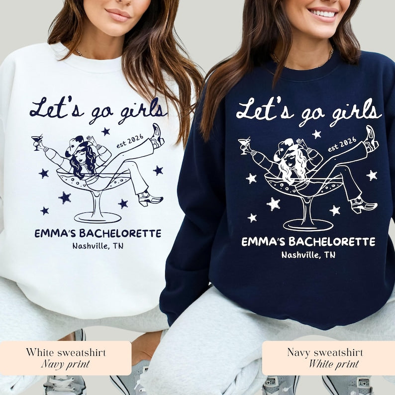 Let's Go Girls, Custom Western Bachelorette Shirt, Cowgirl Bride Tee, Personalized Nashville Bach Shirts, Matching Country Bridal Squad