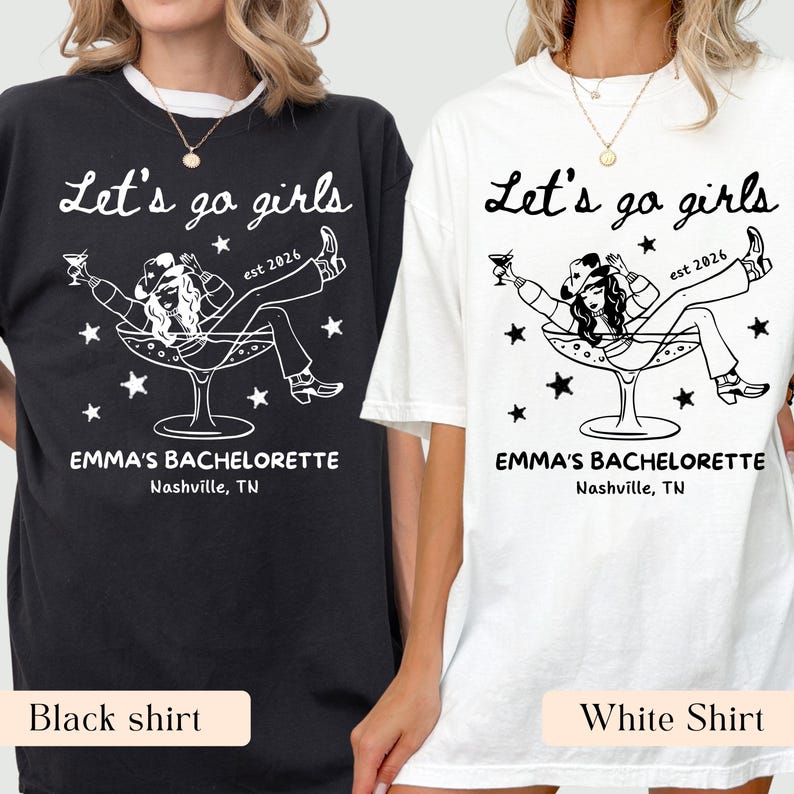 Let's Go Girls, Custom Western Bachelorette Shirt, Cowgirl Bride Tee, Personalized Nashville Bach Shirts, Matching Country Bridal Squad