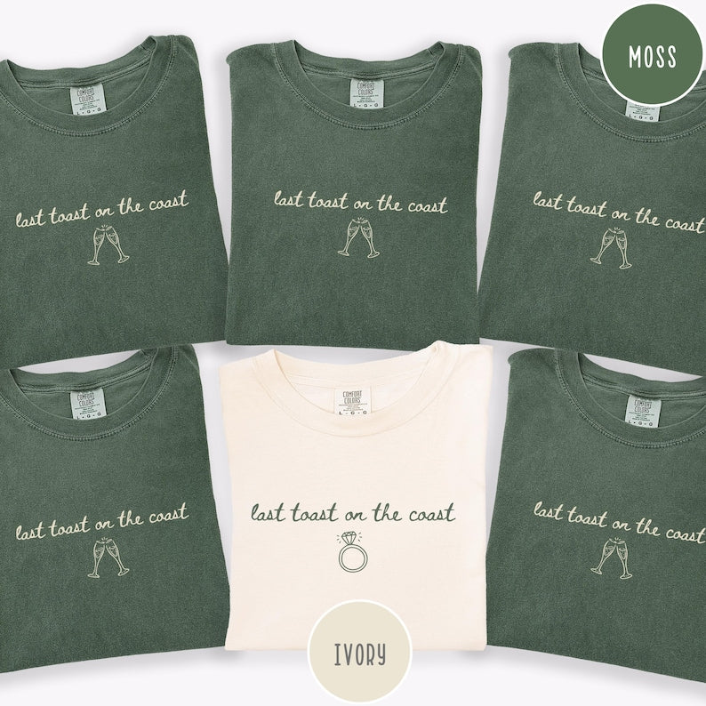 Last Toast on the Coast Bachelorette Comfort Colors® Shirts: Beach Bachelorette T-shirts for Group