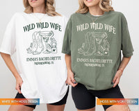 Wild Wild Wife Custom Cowgirl Bachelorette Shirts, Cherry Margarita Bach Merch, Personalized Nashville Texas Austin Bridal Party T-Shirts