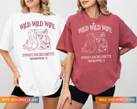 Wild Wild Wife Custom Cowgirl Bachelorette Shirts, Cherry Margarita Bach Merch, Personalized Nashville Texas Austin Bridal Party T-Shirts