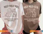 Wild Wild Wife Custom Cowgirl Bachelorette Shirts, Cherry Margarita Bach Merch, Personalized Nashville Texas Austin Bridal Party T-Shirts