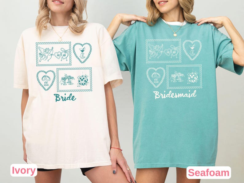 Custom Bachelorette Party Shirt, Retro Stamp Bride Bridesmaid T-shirt, Comfort Colors Bridal Party Tee, Coquette Disco Cherub Wedding Shirt