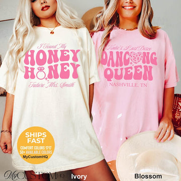 Disco Bachelorette Shirts Brides Last Disco Bachelorette Hippie Disco Bride Shirt Dancing Queen She Found Her Honey Honey Shirt for Bride