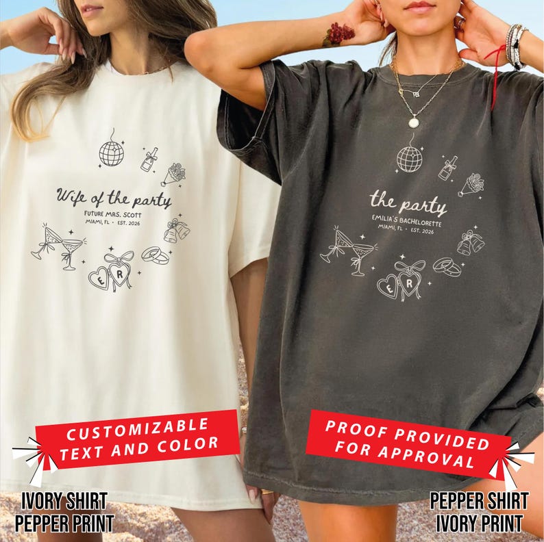 Wife of the Party Bachelorette Shirts | Matching Bridal Party Tees | Personalized Bachelorette Shirt | Custom Future Mrs Comfort Colors